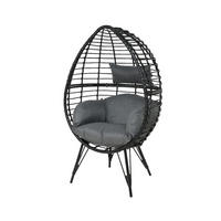 GARTEN-RELAXSESSEL  - Schwarz, KONVENTIONELL, Naturmaterialien (75,00/91,00/156,00cm)