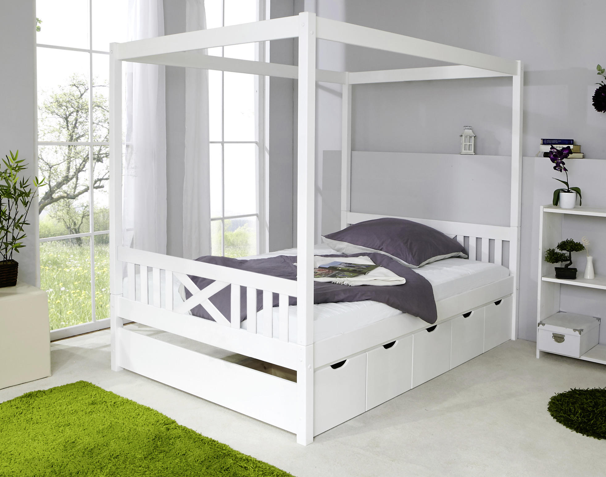 POSTEĽ S NEBESAMI 140/200 cm, drevo, biela - biela, Modern, drevo (140/200cm) - MID.YOU
