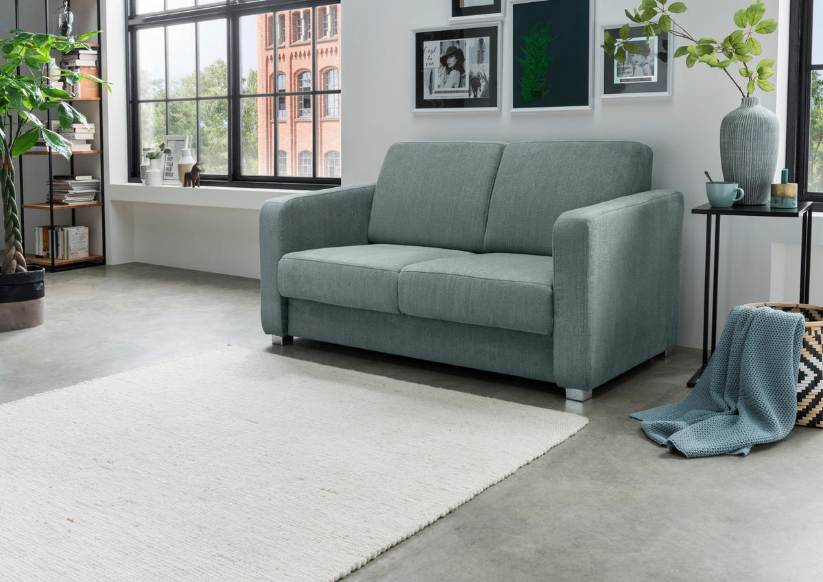 SCHLAFSOFA Chenille Mintgrün  - Chromfarben/Mintgrün, Basics, Kunststoff/Textil (159/88/87cm) - Livetastic