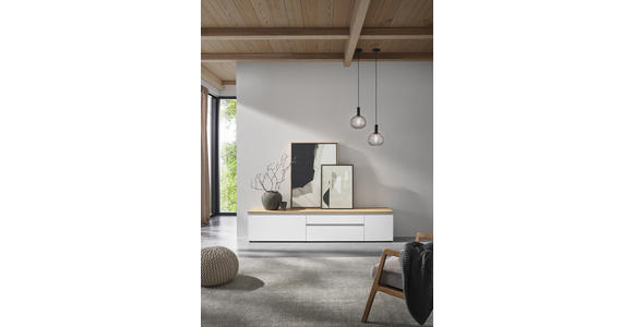 LOWBOARD  225/46/41 cm 2 Schublade(n) erweiterbar, Typenauswahl, Beimöbel erhältlich, stehend, hängend  - Eichefarben/Silberfarben, Design, Holzwerkstoff/Kunststoff (225/46/41cm) - Dieter Knoll