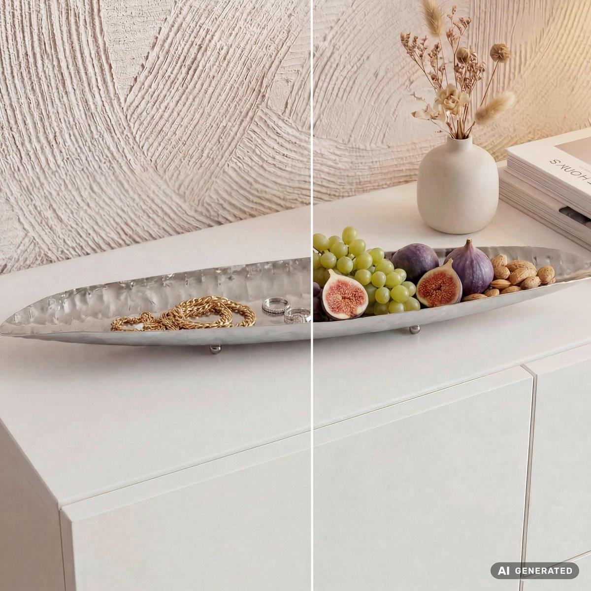 DEKOSCHALE - Silberfarben, Design, Metall (65,5/5/15cm) - Livetastic
