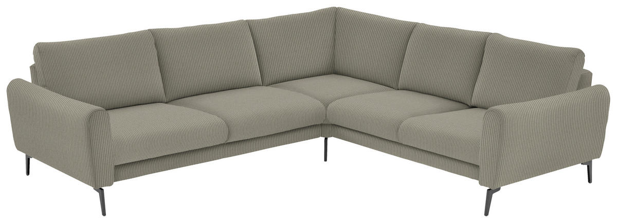 ECKSOFA in Velours, Feincord Taupe  - Taupe/Schwarz, Design, Textil/Metall (280/254cm) - Beldomo Style