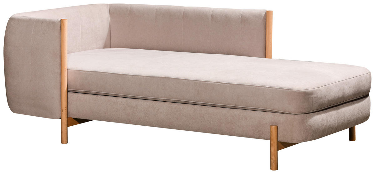 RÉCAMIERE in Plüsch Greige  - Greige/Naturfarben, Design, Holz/Textil (216/90/109cm) - Lomoco