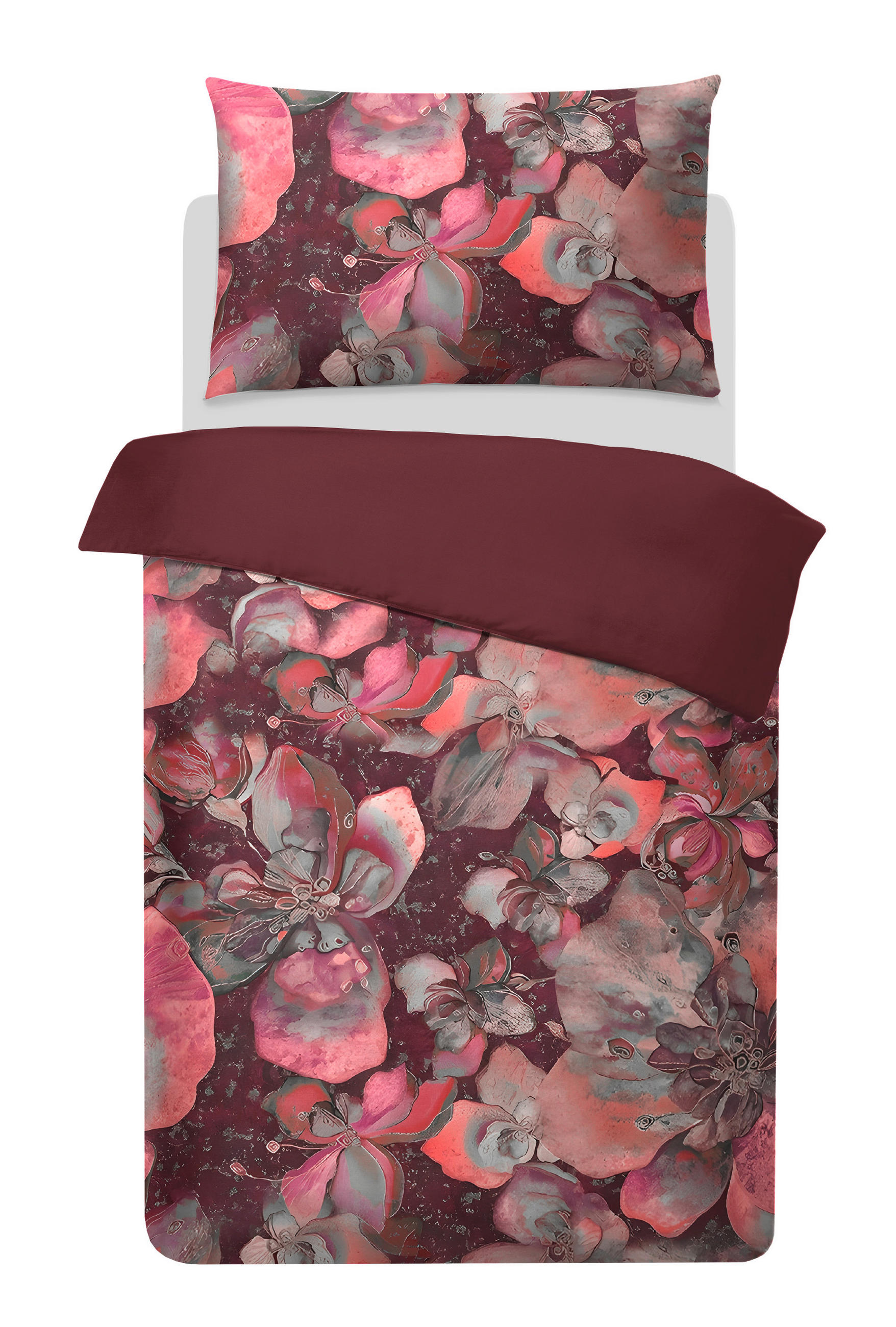 BETTWÄSCHESET Red Wine Satin 160/210 cm  50 cm/70 cm  - Bordeaux, Basics, Textil (160/210cm) - Ambiente