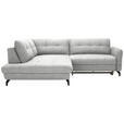 ECKSOFA in Flachgewebe, Leinenoptik Silberfarben  - Silberfarben/Schwarz, Design, Textil/Metall (208/247cm) - Xora