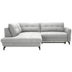 ECKSOFA in Flachgewebe, Leinenoptik Silberfarben  - Silberfarben/Schwarz, Design, Textil/Metall (208/247cm) - Xora