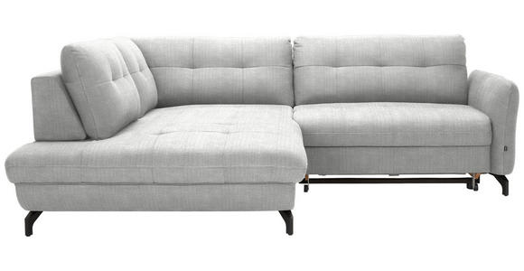 ECKSOFA in Flachgewebe, Leinenoptik Silberfarben  - Silberfarben/Schwarz, Design, Textil/Metall (208/247cm) - Xora