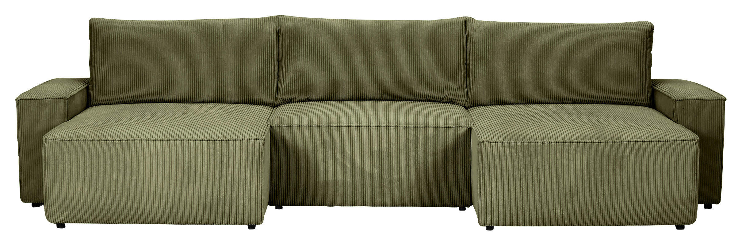 WOHNLANDSCHAFT Dunkelgrün Cord  - Dunkelgrün/Schwarz, KONVENTIONELL, Kunststoff/Textil (155/348/155cm) - Carryhome