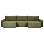 WOHNLANDSCHAFT  in Cord Dunkelgrün  - Dunkelgrün/Schwarz, KONVENTIONELL, Kunststoff/Textil (155/348/155cm) - Carryhome