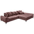 ECKSOFA in Webstoff Aubergine  - Aubergine/Schwarz, KONVENTIONELL, Kunststoff/Textil (310/185cm) - Carryhome