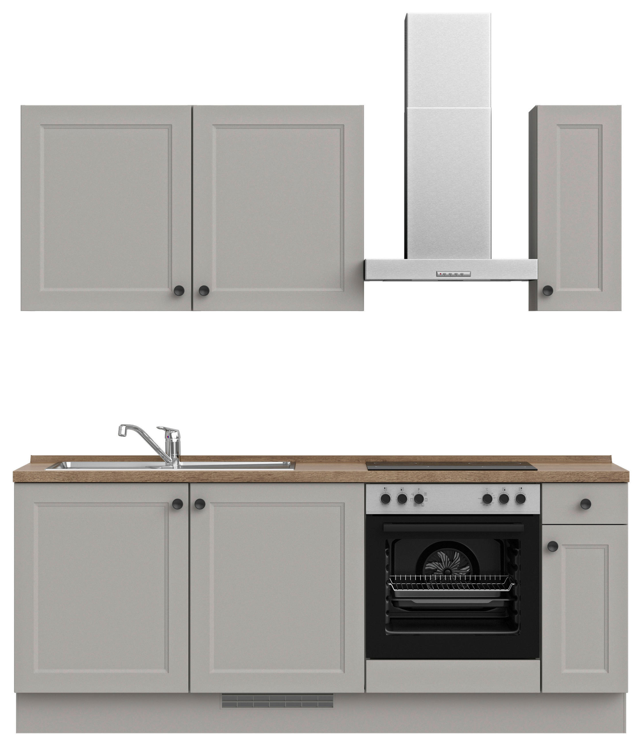 KÜCHENLEERBLOCK 210 cm   in Grau, Eiche dunkel  - Eiche dunkel/Schwarz, MODERN, Holzwerkstoff/Metall (210cm) - Nobilia