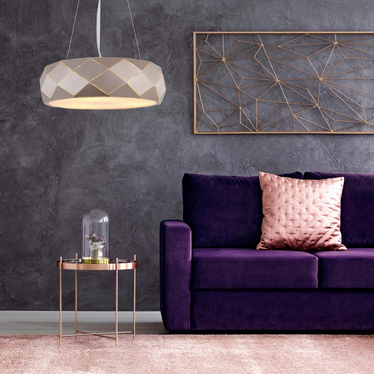 ZÁVĚSNÉ SVÍTIDLO, 45/120 cm  - jantarové barvy, Design, kov (45/120cm)