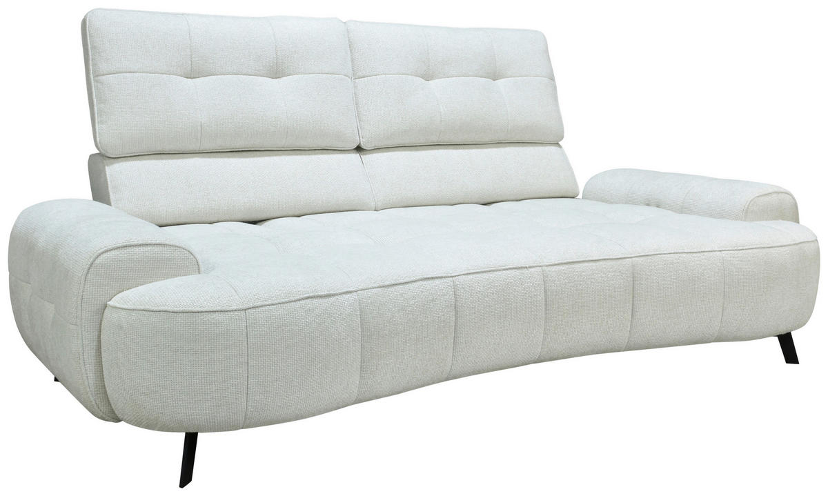 2-SITZER-SOFA Chenille Creme  - Creme/Schwarz, Design, Kunststoff/Textil (230/84/104/111/122cm) - Livetastic