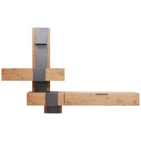 WOHNWAND  in Anthrazit, Eichefarben 353/225/39 cm  - Eichefarben/Anthrazit, Natur, Holz/Metall (353/225/39cm) - Voglauer