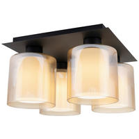 DECKENLEUCHTE 35/35/21 cm   - Bernsteinfarben/Weiß, Design, Glas/Metall (35/35/21cm) - Collet's Monde