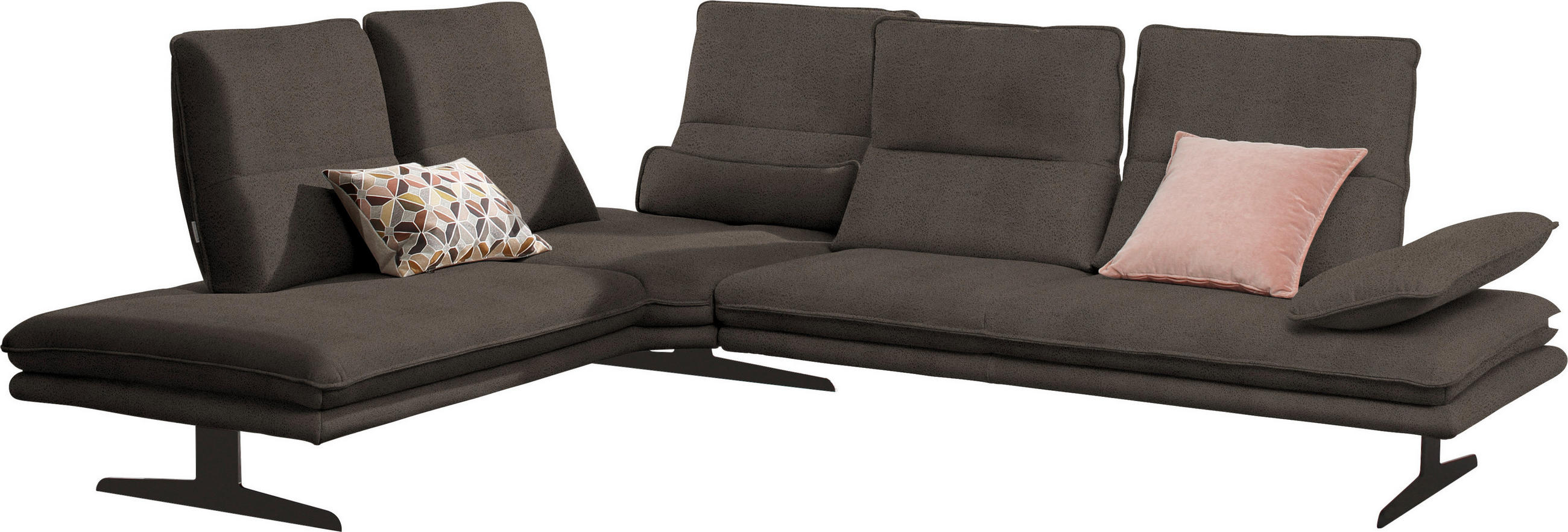 ECKSOFA in Mikrofaser Mokka  224/284 cm  - Schwarz/Mokka, Design, Textil/Metall (224/284cm) - Chilliano