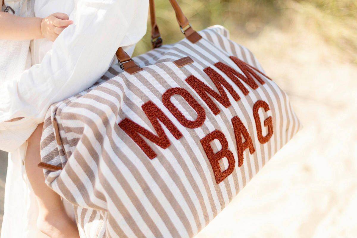 WICKELTASCHE Mommy Bag Terracotta Nude Streifen  - Beige/Terracotta, KONVENTIONELL, Kunststoff/Textil (55/30/40cm) - Childhome