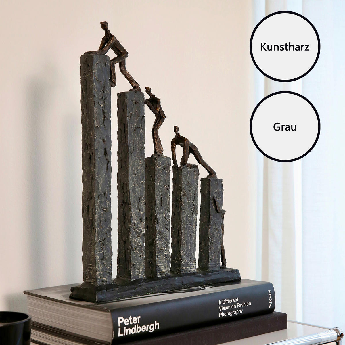 SKULPTUR - Bronzefarben/Grau, Basics, Kunststoff (31/43/7cm)