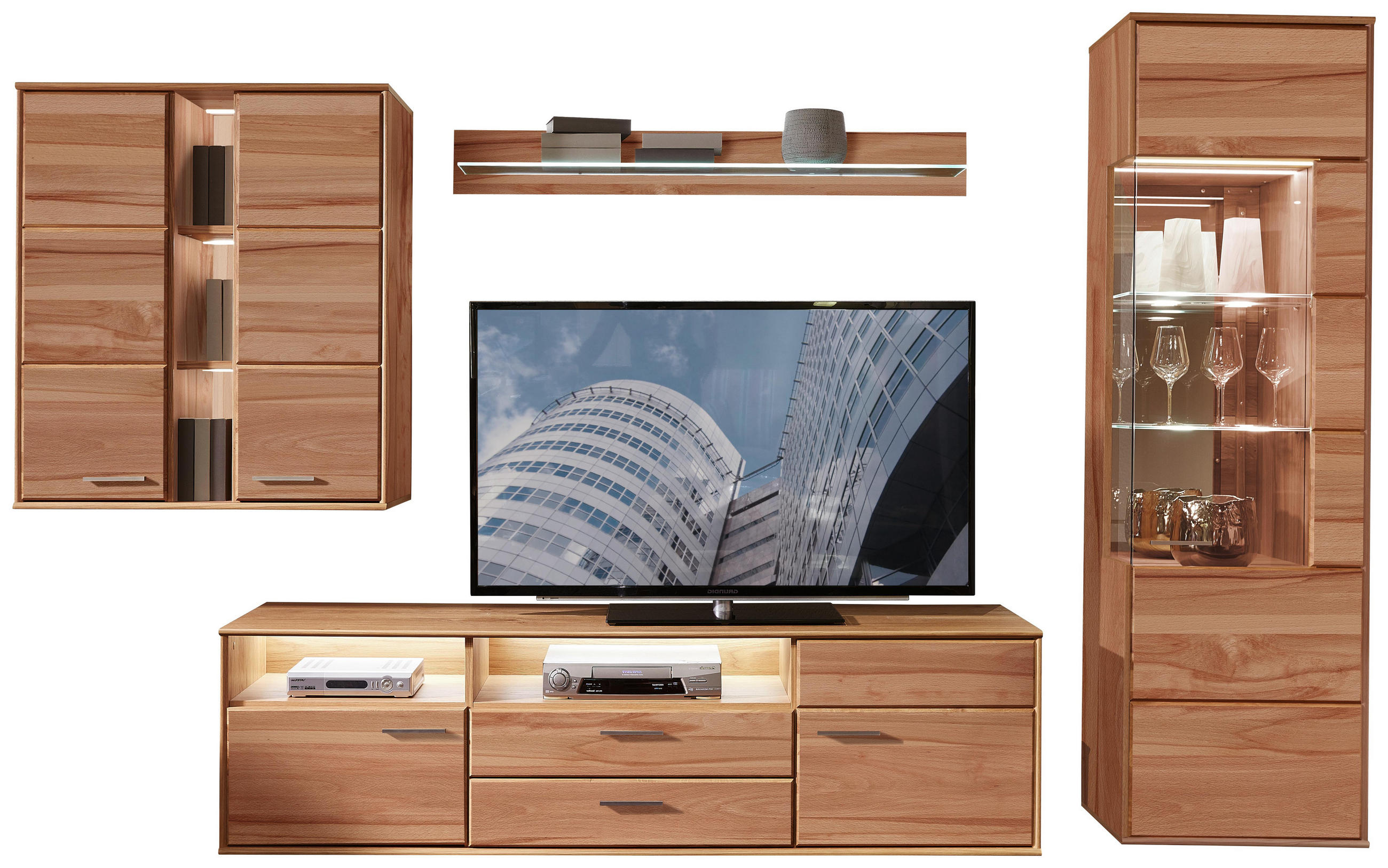 Wohnwand in Buchefarben