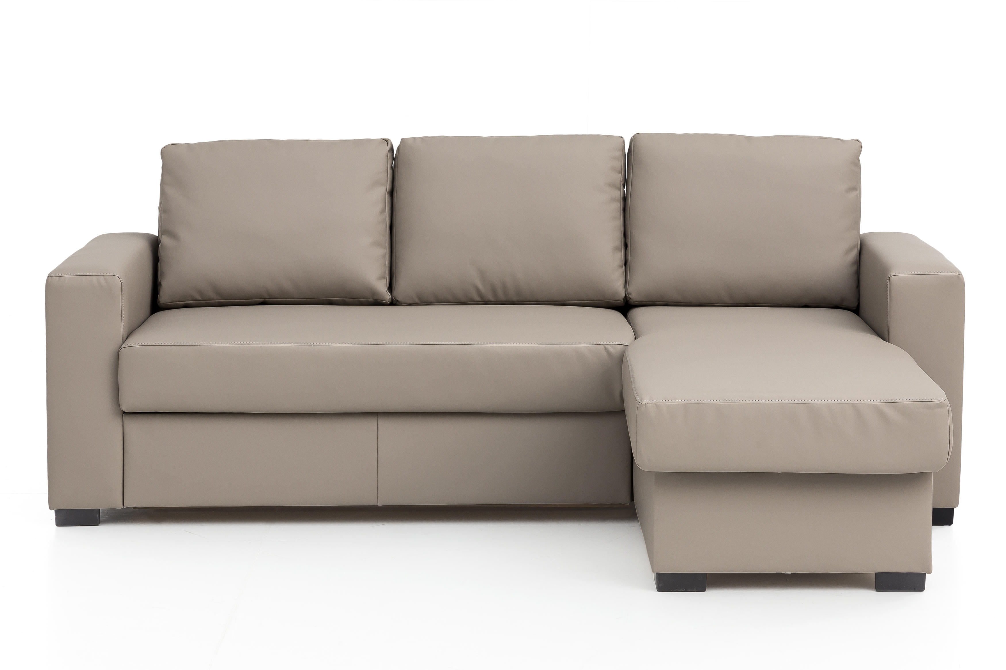 ECKSOFA Sandfarben Lederlook  - Sandfarben, Basics, Kunststoff/Textil (220/150cm) - MID.YOU