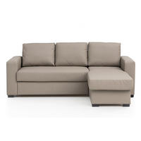 ECKSOFA Sandfarben Lederlook  - Sandfarben, Basics, Kunststoff/Textil (220/150cm) - MID.YOU