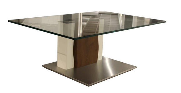 COUCHTISCH in Holz, Metall, Glas, Holzwerkstoff 110/75/43 cm - Edelstahlfarben/Dunkelbraun, Design, Glas/Holz (110/75/43cm) - Moderano