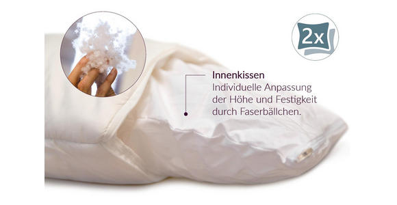 KOPFPOLSTER 40/80 cm Hanf Vegan - Naturfarben, Natur, Naturmaterialien/Textil (40/80cm) - Sleeptex