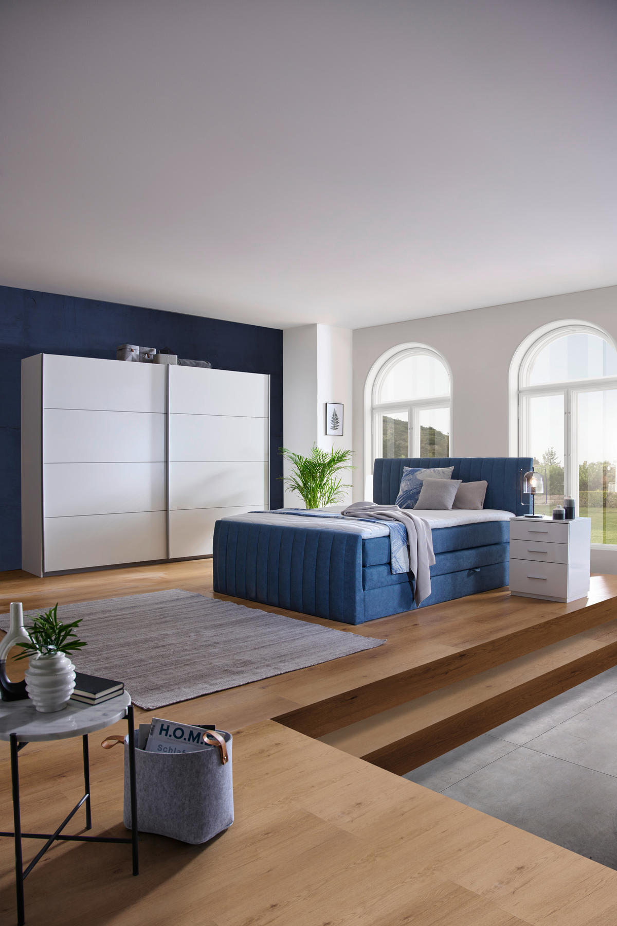 BOXSPRINGBETT 160/200 cm  in Blau  - Blau/Schwarz, Konventionell, Kunststoff/Textil (160/200cm) - Carryhome