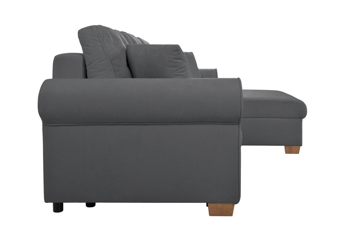 ECKSOFA Arles Dunkelgrau  - Dunkelgrau/Buchefarben, Design, Holz/Textil (266/161cm) - MID.YOU