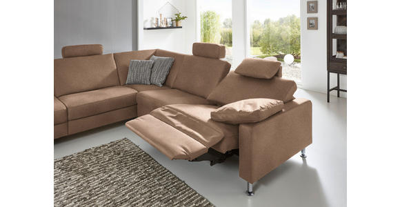 ECKSOFA in Mikrofaser Sandfarben 242/275 cm - Sandfarben/Alufarben, Design, Textil/Metall (242/275cm) - Dieter Knoll