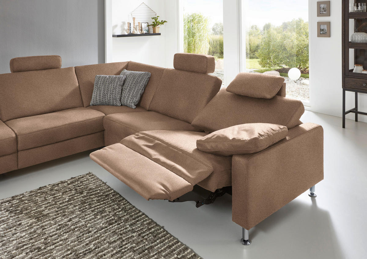 ECKSOFA in Mikrofaser Sandfarben  - Sandfarben/Alufarben, Design, Textil/Metall (242/275cm) - Dieter Knoll