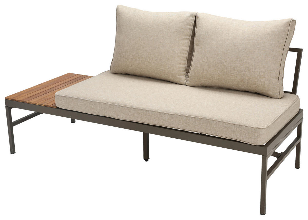 LOUNGEGARNITUR   57/35/57 cm Akazie vollmassiv Aluminium  - Beige/Beigebraun, MODERN, Holz/Textil (57/35/57cm) - Ambia Garden