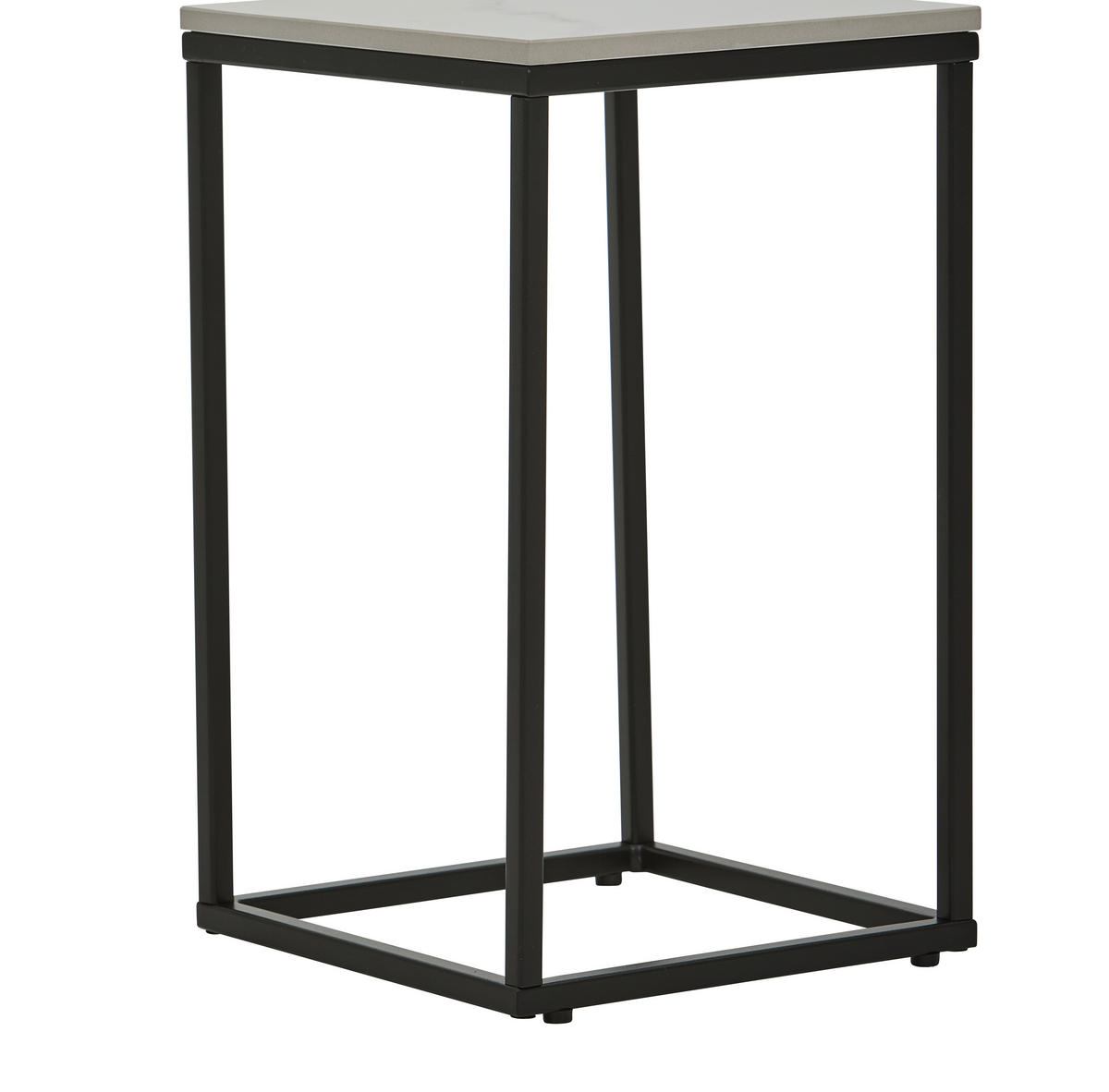 BEISTELLTISCH 25/25/40 cm Schwarz, Weiß quadratisch  - Schwarz/Weiß, Trend, Keramik/Metall (25/25/40cm) - Novel
