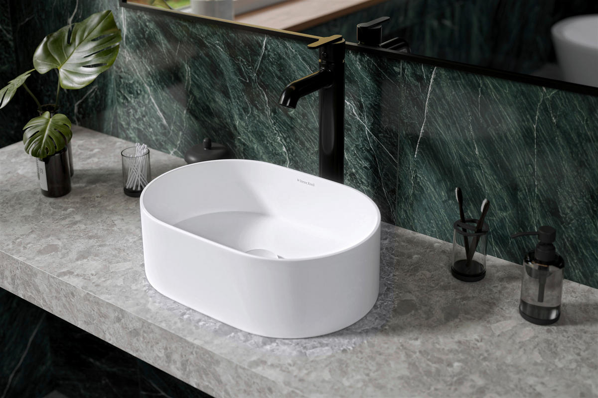 WASCHBECKEN 45/14/30 cm  - Weiß, Basics, Stein (45/14/30cm) - Dieter Knoll