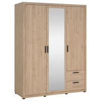 DREHTÜRENSCHRANK 153,6/200,9/59,8 cm,  in Eichefarben, 3-türig  - Eichefarben/Schwarz, MODERN, Holzwerkstoff/Metall (153,6/200,9/59,8cm) - MID.YOU