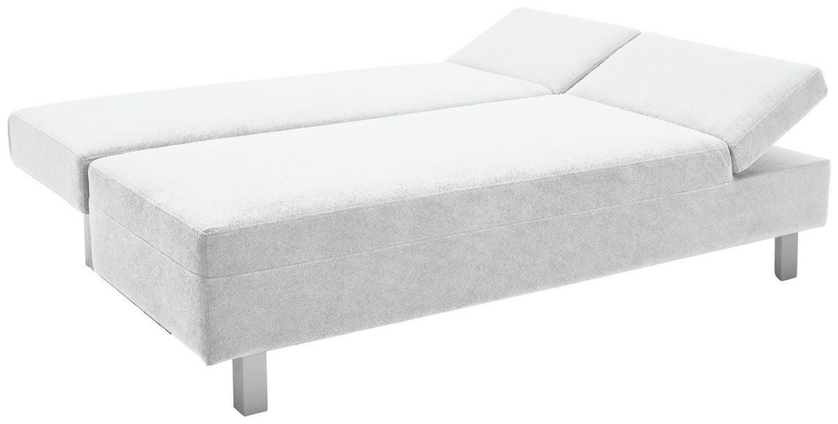 SCHLAFSOFA  mit Stoffauswahl, Schlafen auf Sitzhöhe, Armteil rechts Flachgewebe Creme  - Chromfarben/Creme, Design, Holz/Textil (205/77-93/99cm) - Novel