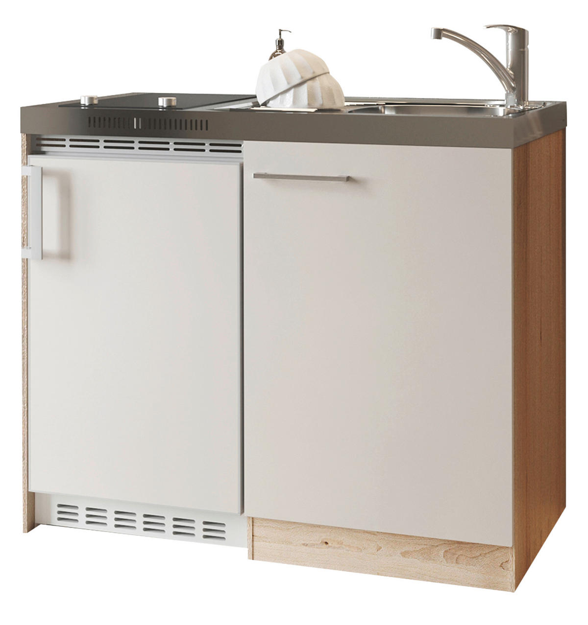 MINIKÜCHE Levin 100 cm  in Kaschmir  - Kaschmir/Eichefarben, Trend, Holzwerkstoff/Kunststoff (100cm) - Respekta