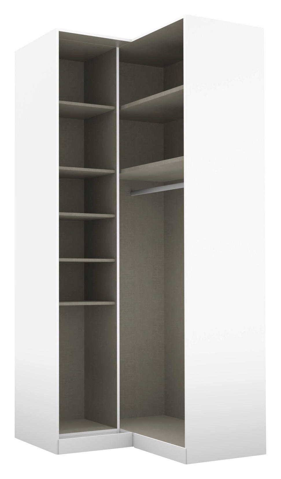 ECKKLEIDERSCHRANK 100/229/102 cm  - Weiss/Grau, Modern, Holzwerkstoff (100/229/102cm) - Rauch Möbel