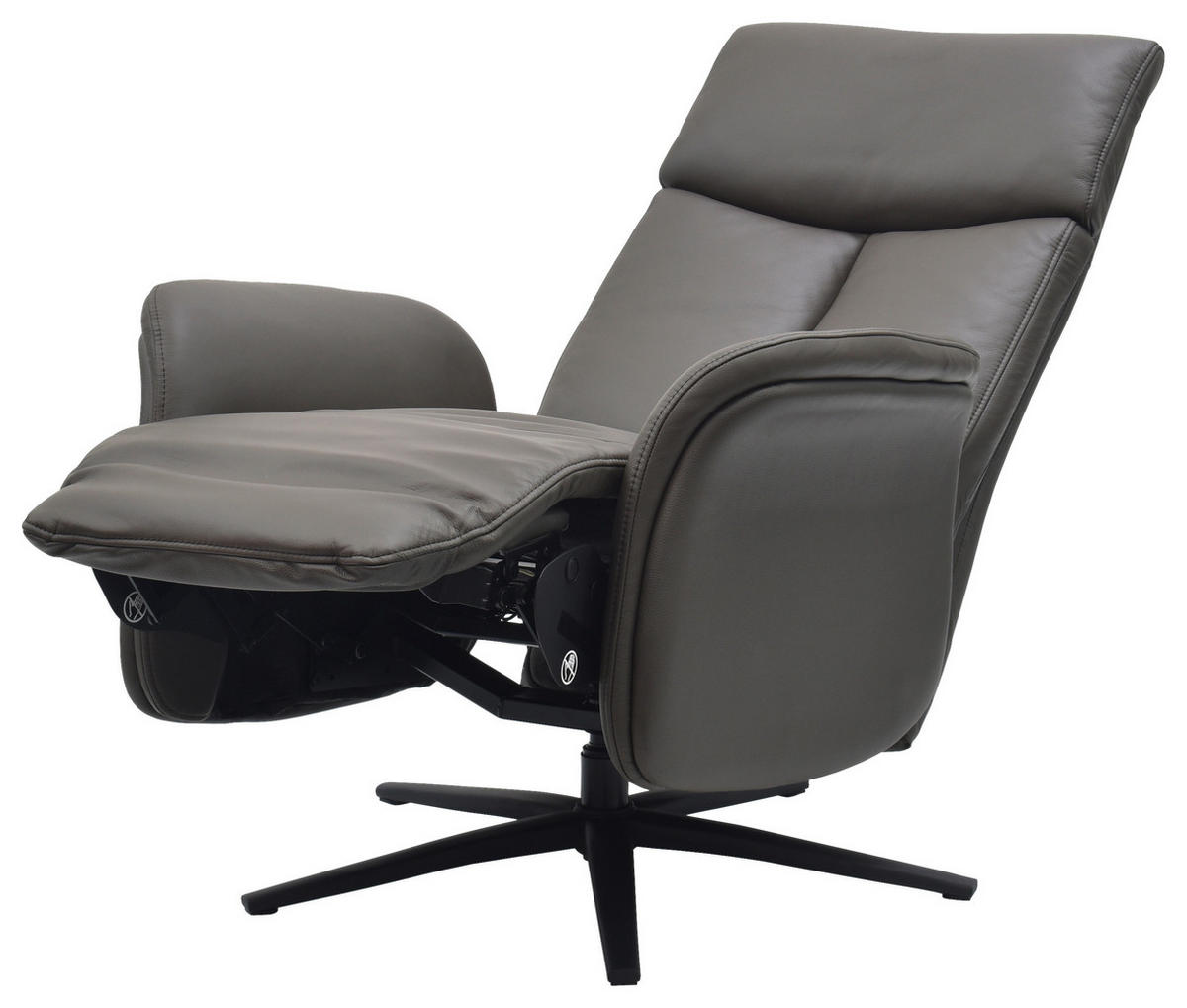 RELAXSESSEL Lederlook Echtleder    - Dunkelbraun/Schwarz, Design, Leder/Holz (75/109/84/148/84cm) - Livetastic