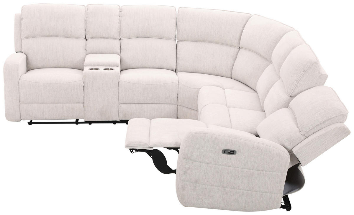 ECKSOFA  Weiß Leinenoptik  - Schwarz/Weiß, KONVENTIONELL, Holz/Kunststoff (240/102/265cm) - Livetastic