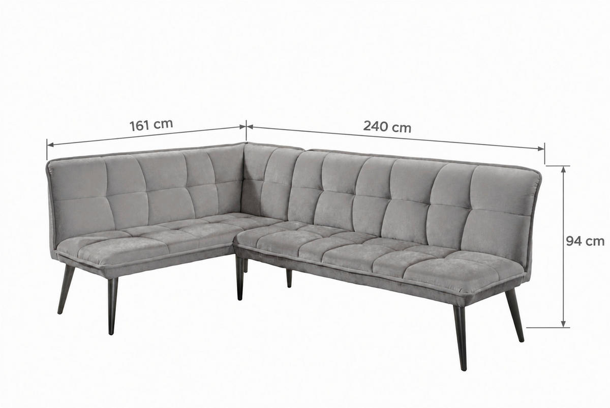 KLUPA KUTNA  sivo-smeđa  drvo, tekstil, drvni materijal      - sivo-smeđa/crna, Moderno, drvni materijal/drvo (240/161cm) - Livetastic