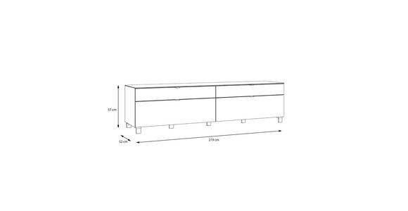 TV-ELEMENT 219,9/57/52,5 cm  - Edelstahlfarben/Champagner, Design, Glas/Holzwerkstoff (219,9/57/52,5cm) - Hom`in