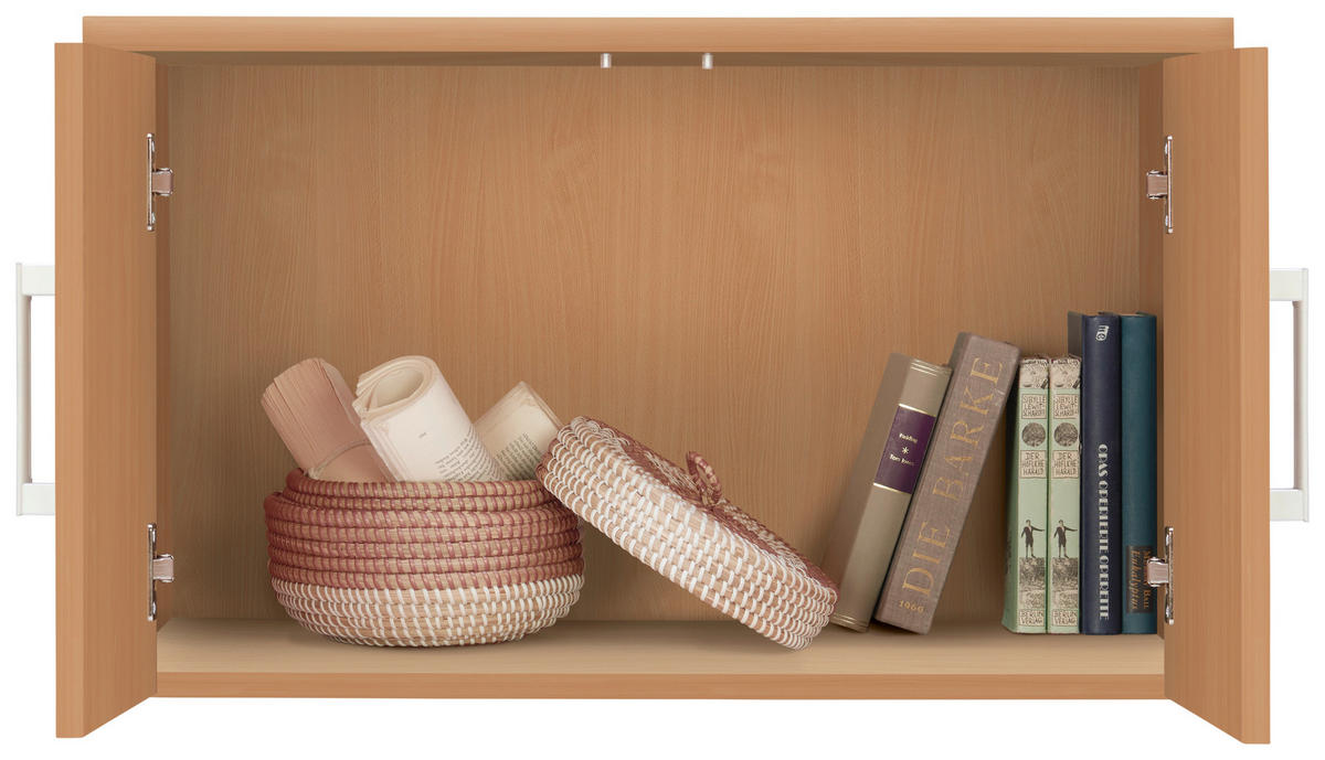 AUFSATZSCHRANK 72/43/54 cm  in  - Silberfarben/Buchefarben, Basics, Holzwerkstoff/Kunststoff (72/43/54cm) - Xora