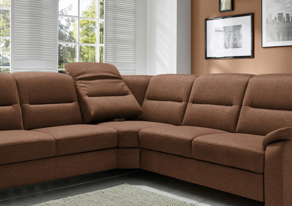 ECKSOFA in Mikrofaser Hellbraun  - Hellbraun/Schwarz, Konventionell, Holz/Textil (303/245cm) - Beldomo Comfort
