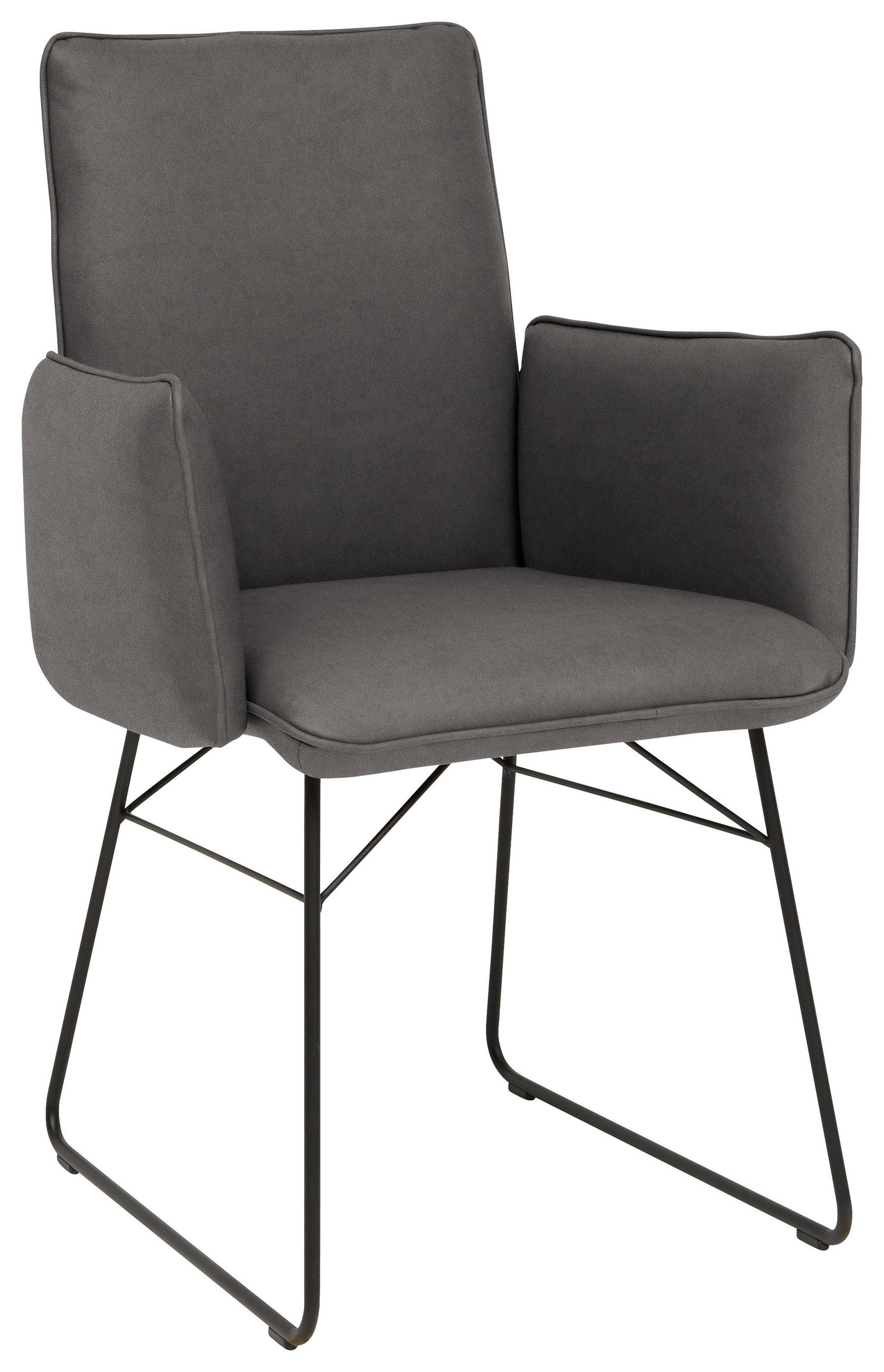 ARMLEHNSTUHL  in Stahl Mikrofaser  - Anthrazit/Schwarz, Design, Textil/Metall (61/91/60cm) - Dieter Knoll