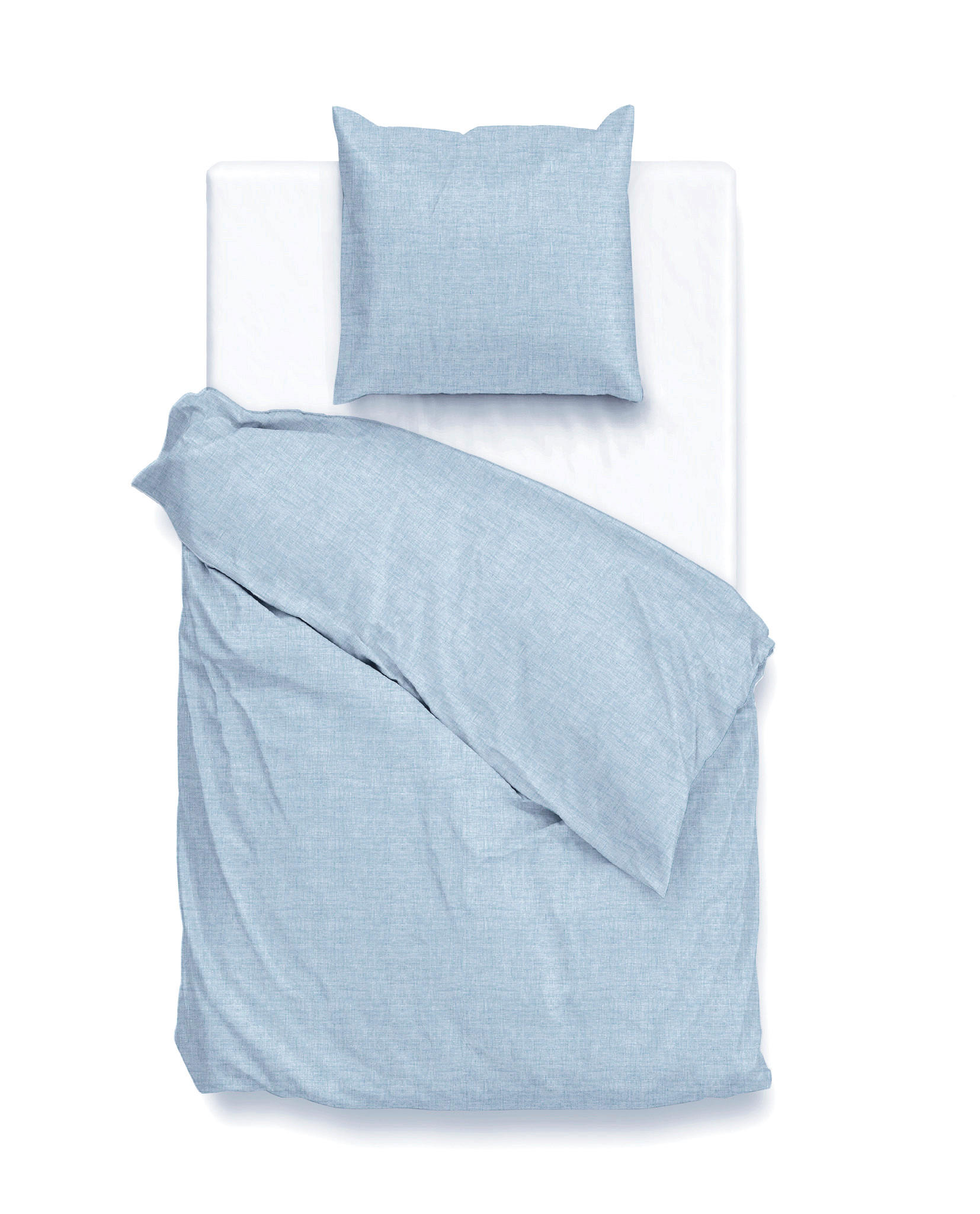 BETTWÄSCHE 2-teilig Lino Renforcé 135/200 cm  - Hellblau, Basics, Textil (135/200cm)