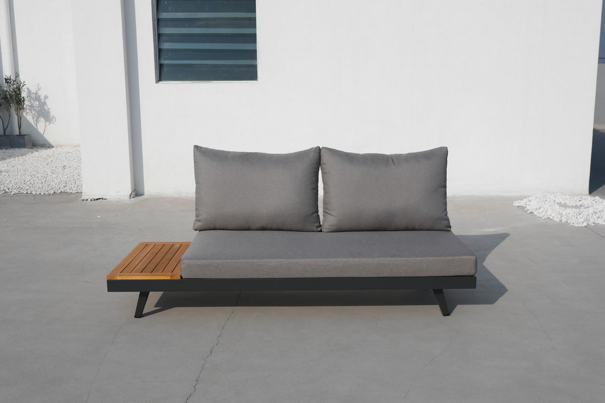 ENSEMBLE LOUNGE  175/175 cm   - Anthrazit/Silberfarben, Basics, Holz/Textil (175/175cm) - Gardenson