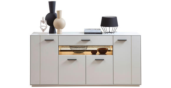 SIDEBOARD 180/85/45 cm  in Hellgrau, Sahara  - Hellgrau/Schwarz, MODERN, Glas/Holzwerkstoff (180/85/45cm) - Novel