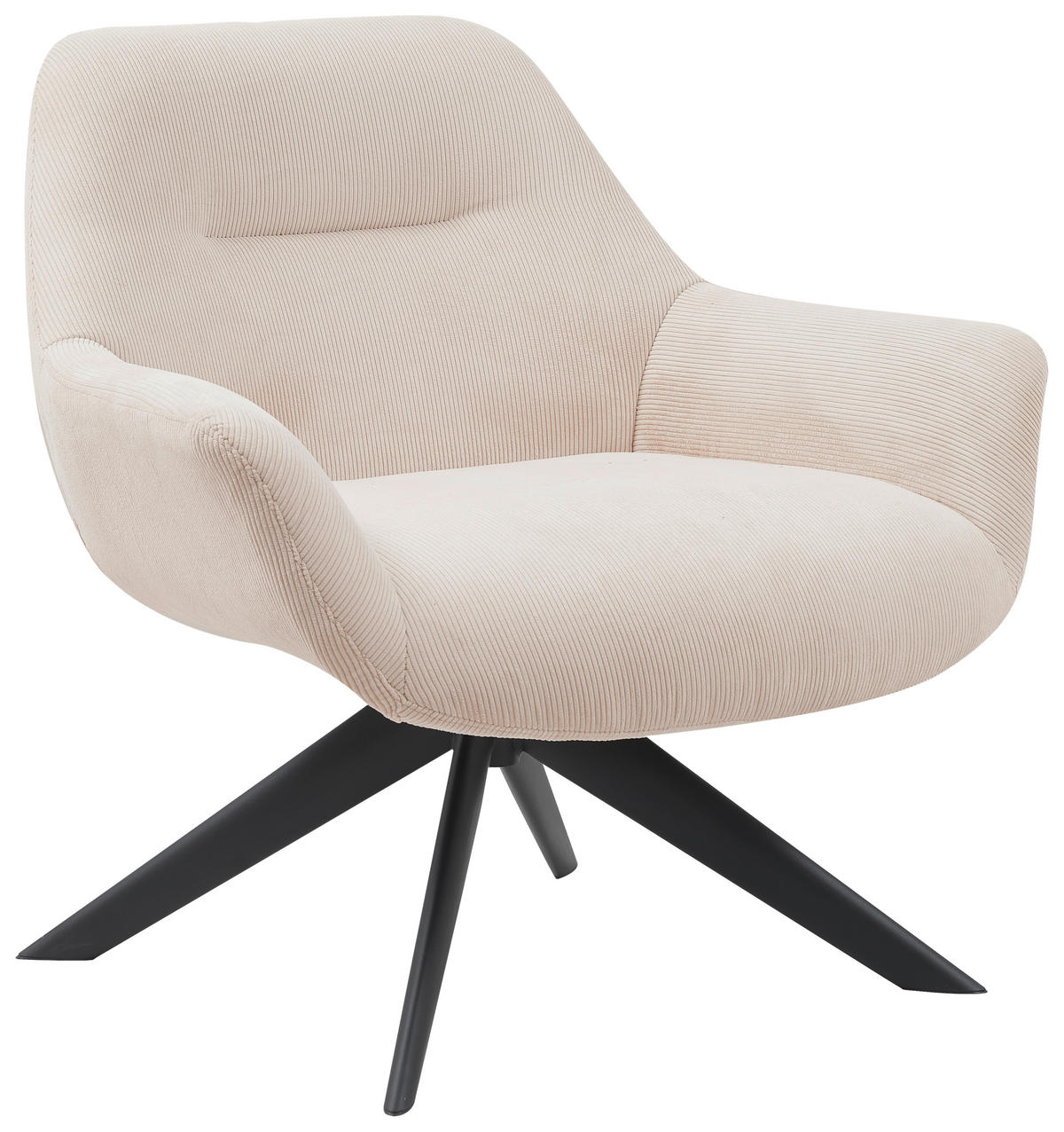 SESSEL in Cord Creme  - Creme/Schwarz, MODERN, Textil/Metall (78/78/75cm) - MID.YOU