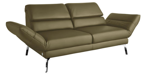 2-SITZER-SOFA Echtleder Grün  - Chromfarben/Grün, Design, Leder/Metall (198-246/83/96-187cm) - Dieter Knoll